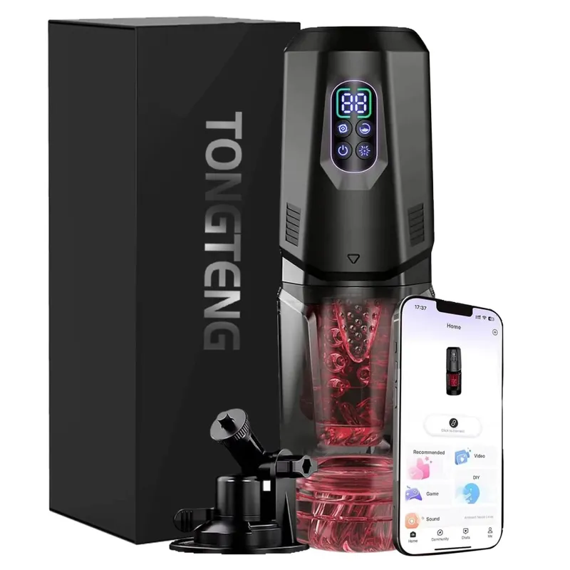 Automatic Masturbator Stroker Adult Toys with 7 Thrusting Rotating 7 Licking Vibrating Modes Hands-Free Sex Machine Pocket Pussy