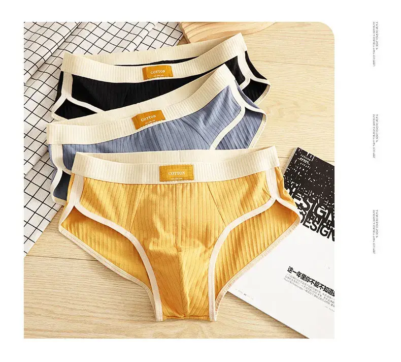 Men's Cotton Briefs High Quality Comfortable Underpants Breathable Shorts Underwear Soft U Bulge Pouch Sexy Panties Homme Cueca