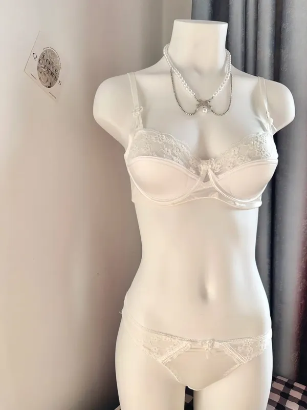 Conjunto de sutiã minimizador de renda vermelha, popular, meia xícara, ultra fino, busto grande, suporte macio, festa de noiva, lua de mel, noite, 32-38