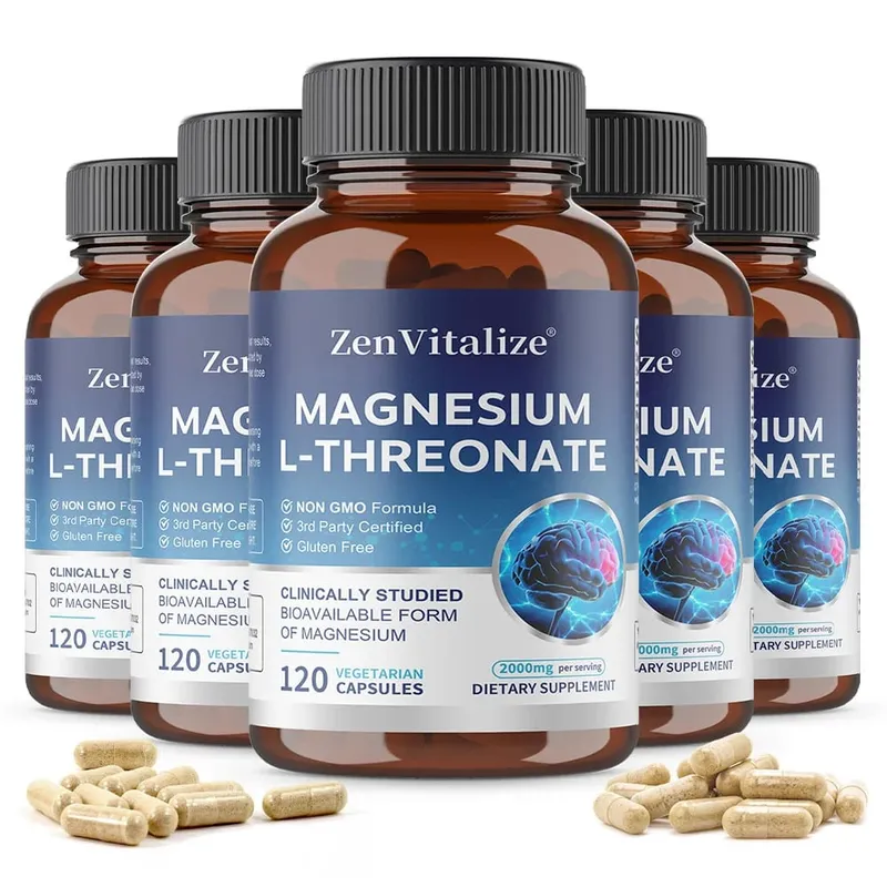 Magnesium L-Threonate - 2000 Mg Supports Memory Focus and Brain Function Supports Quality of Sleep 120 Capsules