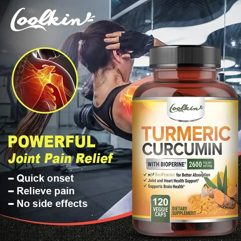 Curcumin Capsules Natural Joint Support with Black Pepper - Relieve Joint Pain