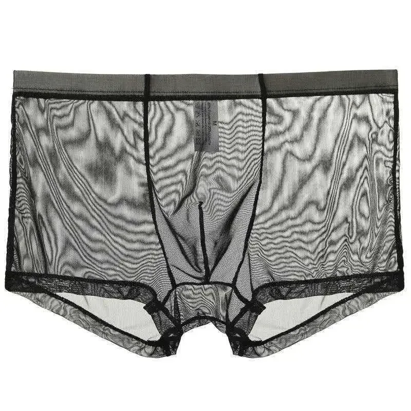 Men's Underwear Transparent Boxers Bulge Ice Silk See Through Underpants Sexy Briefs Low Waist Panties Lingerie Intimates 3256808377911341