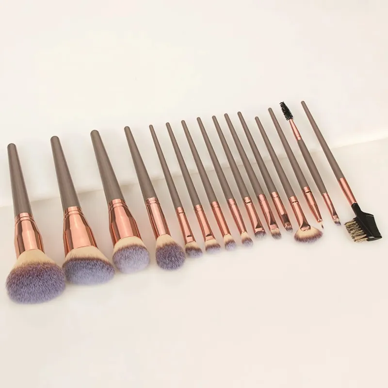 15 pçs pincéis de maquiagem conjunto com saco de armazenamento cerdas macias rosto olho escova kit para fundação blush sombra sobrancelha ferramentas cosméticas