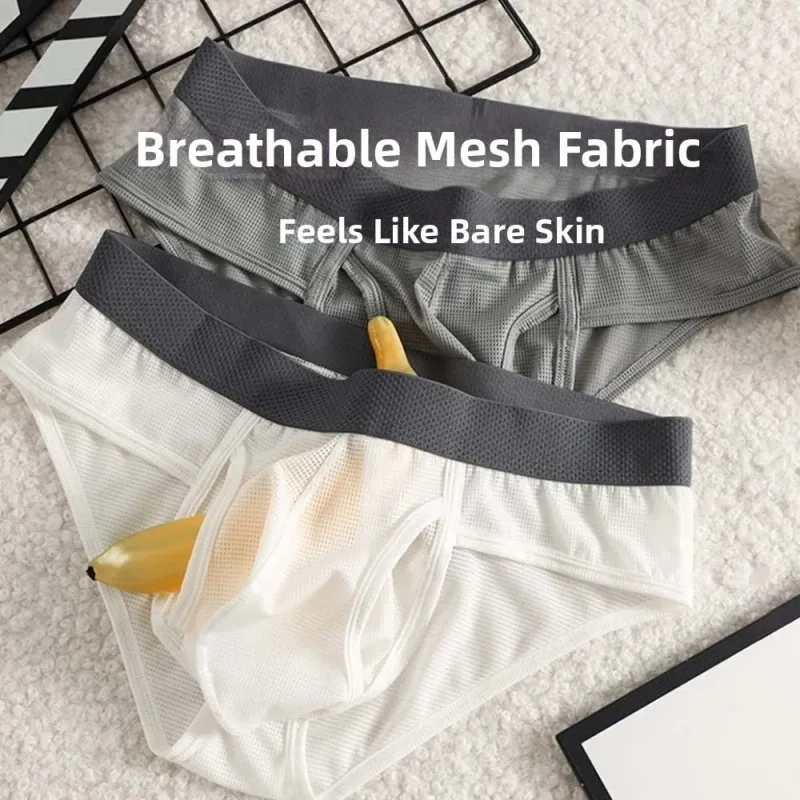 Cuecas finas de verão cuecas finas homens abertura lateral respirável calcinha de seda gelo emenda lingerie sem costura roupa interior masculina