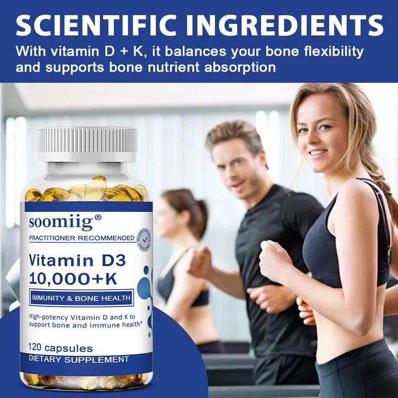 Vitamin D3 + K - Supplement for Immune Support Bone & Heart Health Vitamin D with MK-7 (Vitamin K2) Non-GMO Gluten-Free
