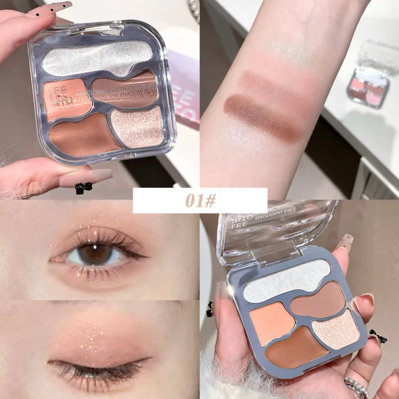 Paleta abrangente de sombras de olhos de cinco cores, contorno fosco, destaque e desenvolvimento de cores, paleta tudo-em-um