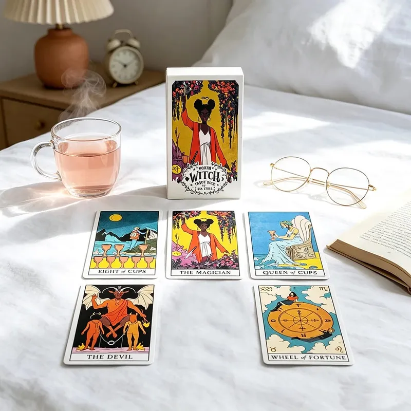 Baralho de tarô de bruxa moderno, 78 cartas, versão em inglês, jogo de tabuleiro de adivinhação, orientação espiritual, baralho de tarô para iniciantes