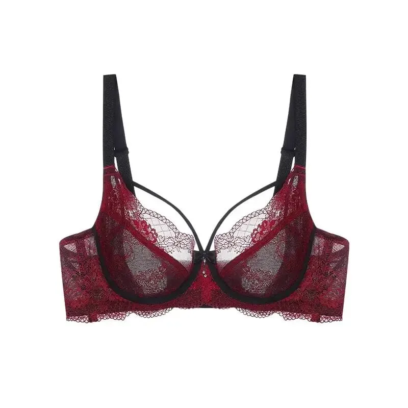 Sexy conjunto de sutiã minimizador copo completo renda ultra fina reunidos plus size 34-42 peito grande para pequeno suporte de peito lingerie conforto