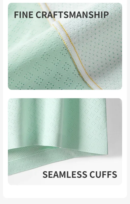 MiiOW 3Pcs Cool Ice Silk Men Underwear Boxers 7A Antibacterial Men's Panties Seamless Mesh Breathable Mens Underpants Man Boxers