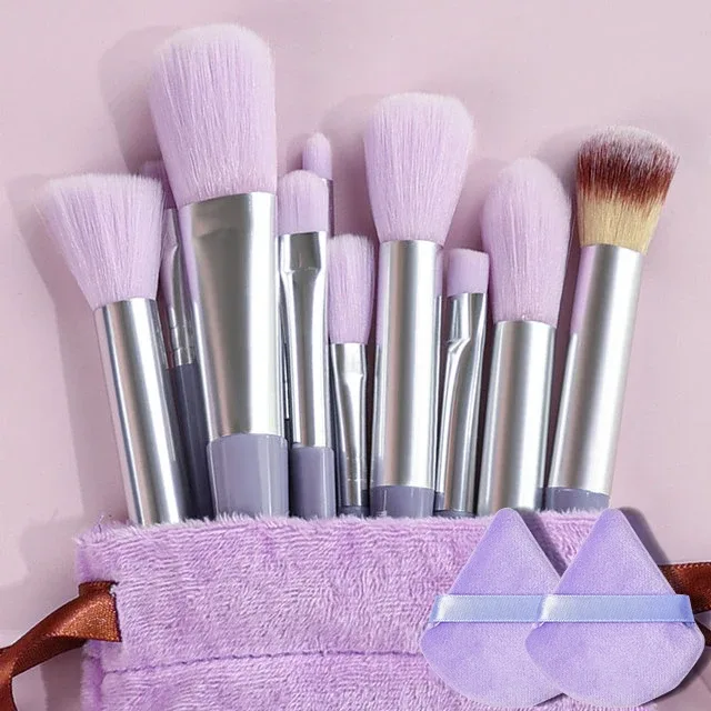 Profissional 13 pçs pincéis de maquiagem conjunto 2 pó puff esponja para cosméticos fundação blush sombra mistura escova ferramentas beleza