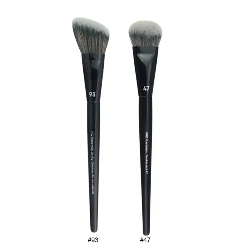 2 pçs/set Pro Preto Pincéis de Maquiagem Cabelo Sintético Pó Sombra Mancha Destaque Fundação Airbrush Difusor Make Up Brush