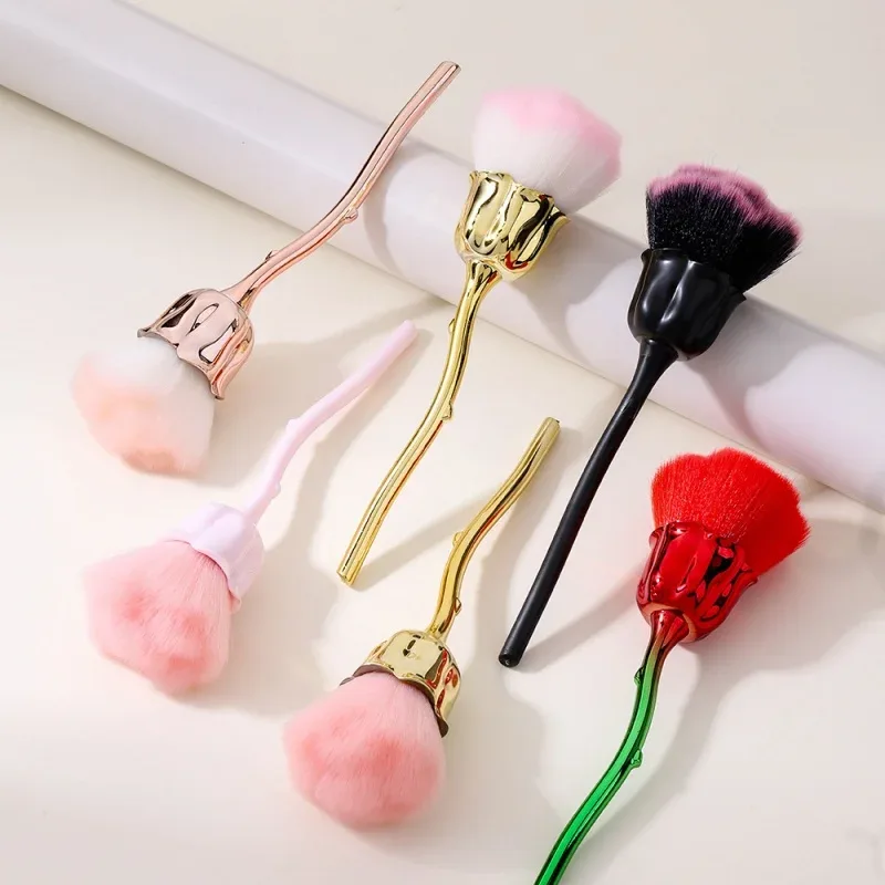 Rose Flower Shape Makeup Brush Round Makeup Loose Powder Brushes Manicure Nail Polishing Dust Removal Brush Beauty Make Up Tools