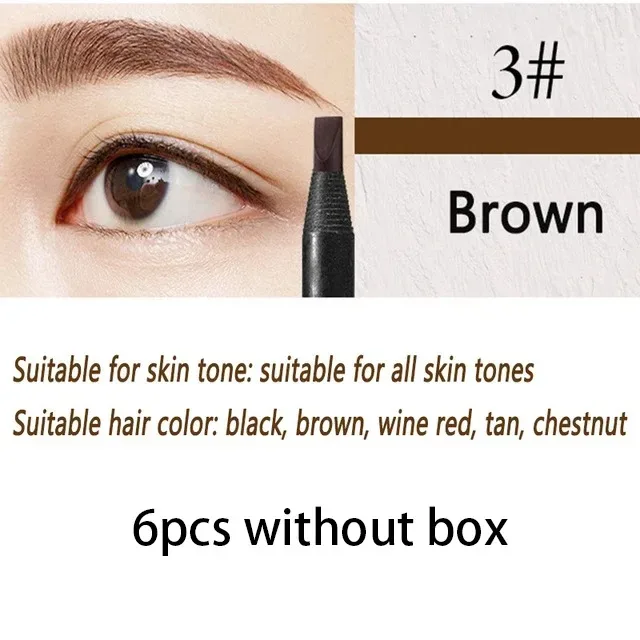 6/12 pçs lápis de sobrancelha núcleo duro atacado maquiagem puxar linha haozhuang marca permanente peel off branco preto à prova dnatural água natural