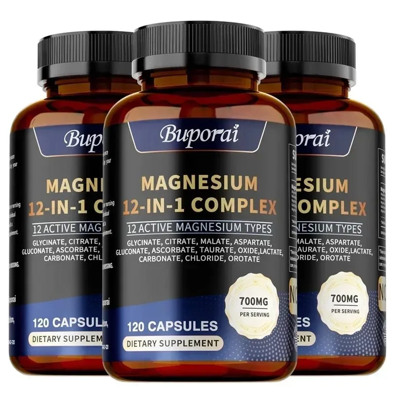 Magnesium Complex Capsules - Promotes Bone Heart and Muscle Health Soothes Nerves Boosts Natural Energy Improves Immunity