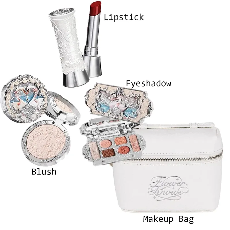Conjunto de maquiagem flor sabe coleção de jóias da concha paleta de sombra blush brilho labial saco de maquiagem fosco brilho shimmer sombra de olho kit