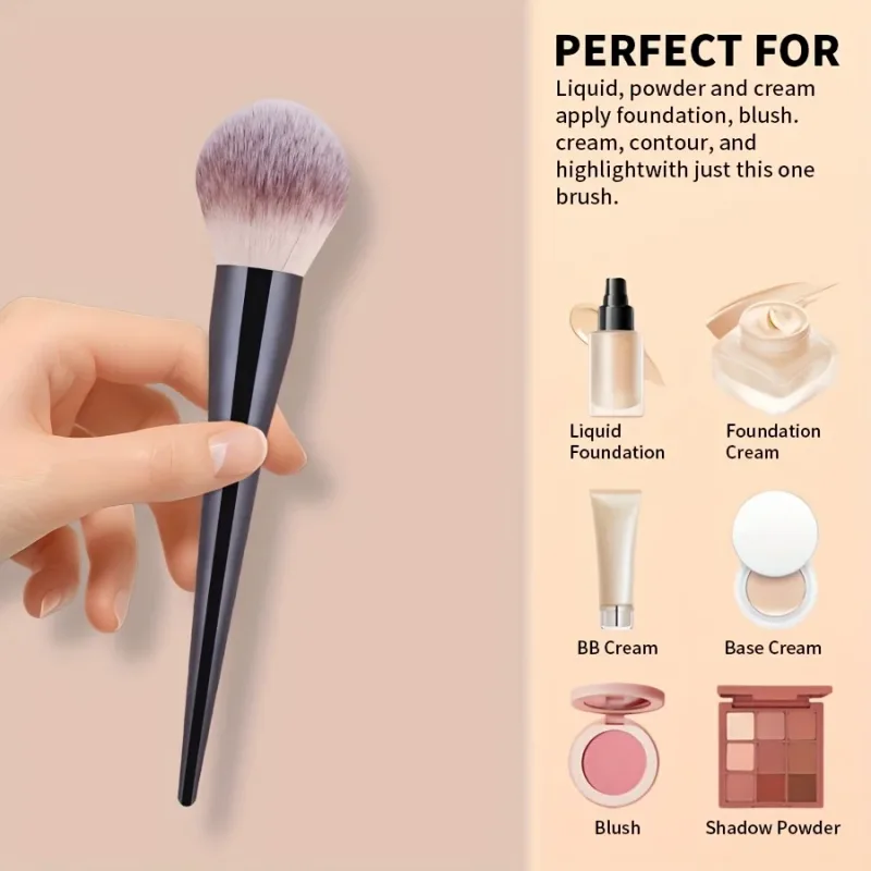 2 pincéis de maquiagem profissional com cerdas grandes e macias de nylon e pontas elípticas/de contorno - compatíveis com blush de base Po
