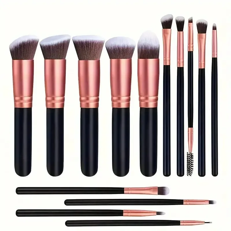 14 pçs pincéis de maquiagem conjunto profissional fundação sombra de olho corretivos mistura blush escova kabuki macio fofo feminino ferramenta beleza — image 10