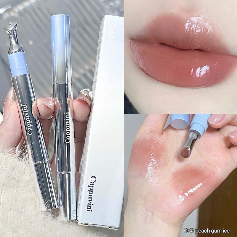 Espelho aguado essência brilho labial de longa duração não-pegajoso plumping batom líquido geléia lábio esmalte maquiagem hidratante lábios matiz