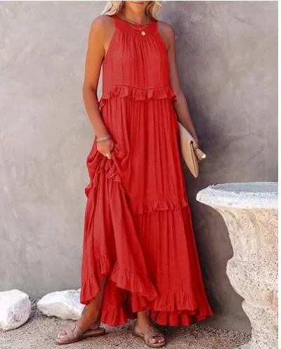 Vestidos com borda de folha de lótus para mulheres
