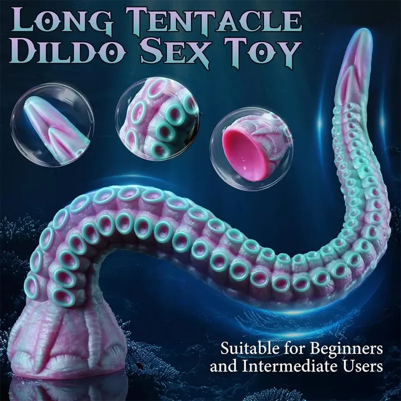 Fantasia tentáculo vibrador de silicone macio plugue anal massageador de próstata enorme pênis falso estimulação do ponto g masturbador brinquedos sexuais adultos