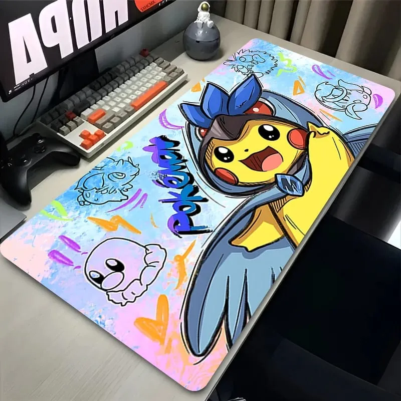 Mouse pad grande jogo de borracha tapete de mesa teclado de computador p-pokemon pikachu pc acessórios de jogos tapete kawaii mousepad