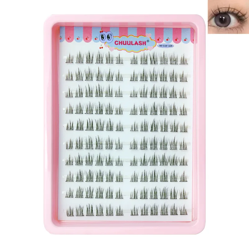 10 linhas olho de gato único cluster cílios postiços natural cosplay maquiagem cílios postiços auto-adesivo natural extensão de chicote fino
