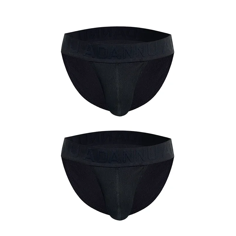 Cueca convexa de algodão com nervuras, confortável para a pele, sensação nua, letra em relevo, cintura larga, roupa íntima de ajuste fino