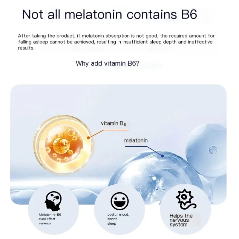 Cápsulas de melatonina para sono profundo e cognição cerebral, melatonina lipossomal de força extra com vitamina B6, efeito duplo, sono de qualidade
