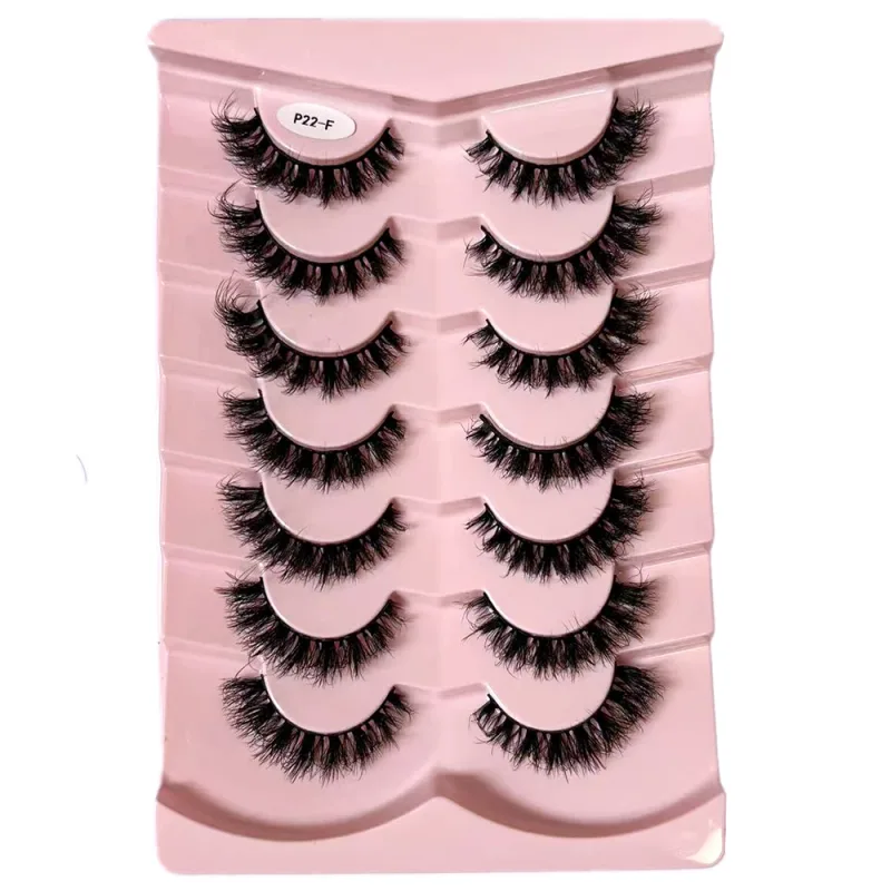 7 Pairs False Eyelashes Wispy Lashes Natural Look Fake Eyelashes Faux Mink Fluffy Strip False Lashes Pack