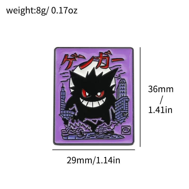 Gengar broches de desenhos animados, alfinetes de lapela esmaltados de anime para mochila, acessórios, coleção de fãs, broches, presentes