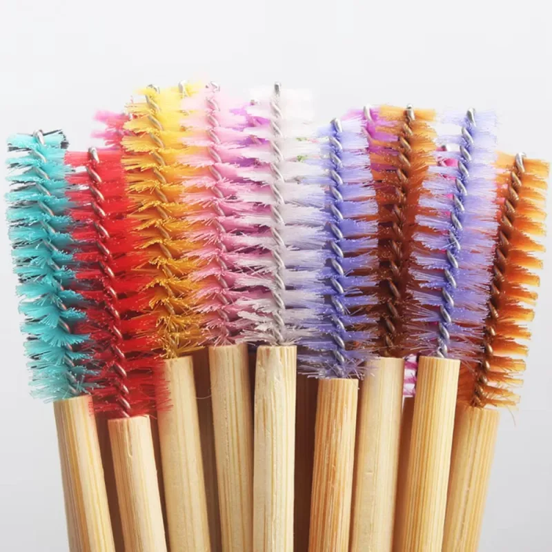 50 pçs alça de bambu escovas de cílios rímel varinhas aplicador cílios extensão escova sobrancelha spoolie escovas ferramenta de maquiagem