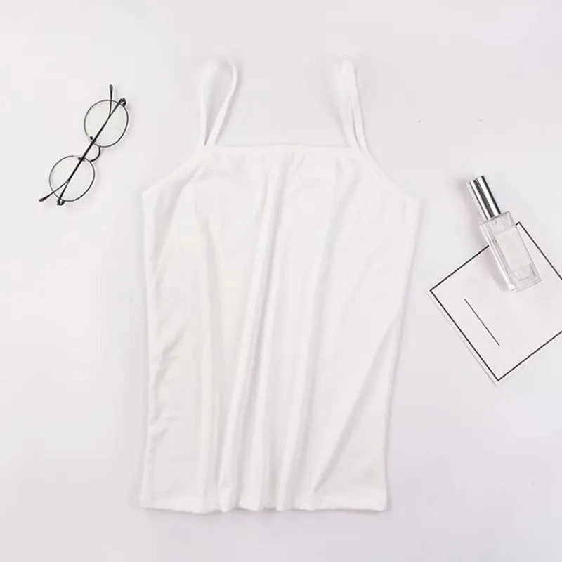 Simples cor sólida feminina regata de algodão macio camis sem mangas colete básico camiseta sexy com tiras camisola para roupas femininas