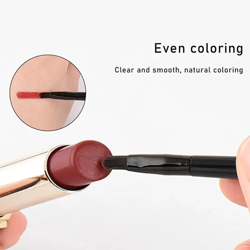 Pincéis de maquiagem para lábios, pincéis pretos com tampa, batom retrátil, viagem, portátil, escova labial, brilho, maquiagem