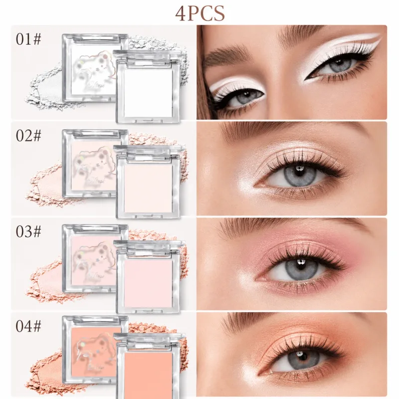 White Eyeshadow Palette Matte Shimmer Highlighter Waterproof Long Lasting Brightening Eye Makeup for Cut Crease