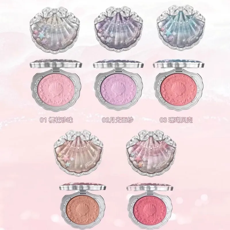 Conjunto de maquiagem flor sabe coleção de jóias da concha paleta de sombra blush brilho labial saco de maquiagem fosco brilho shimmer sombra de olho kit