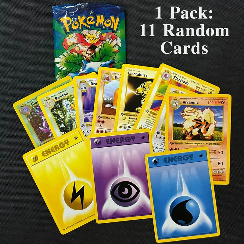 Pacote de reforço 11 unidades/saco 1ª edição pacote de cartas colecionáveis ​​charizard coleção de jogos de reforço de batalha brinquedos para meninos presente