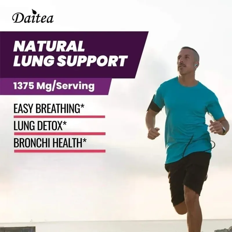 Suplemento de suporte pulmonar para limpeza e desintoxicação pulmonar com quercetina, bromelaína, vitamina C e cordyceps para suporte respiratório pulmonar