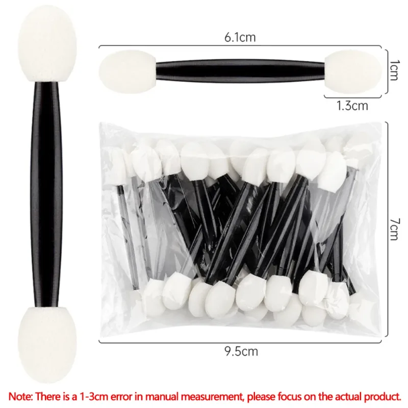 50/100 pçs aplicadores de sombra branco lados duplos sombra de olho escova de maquiagem pincéis de esponja para meninas aplicadores de ferramentas cosméticas