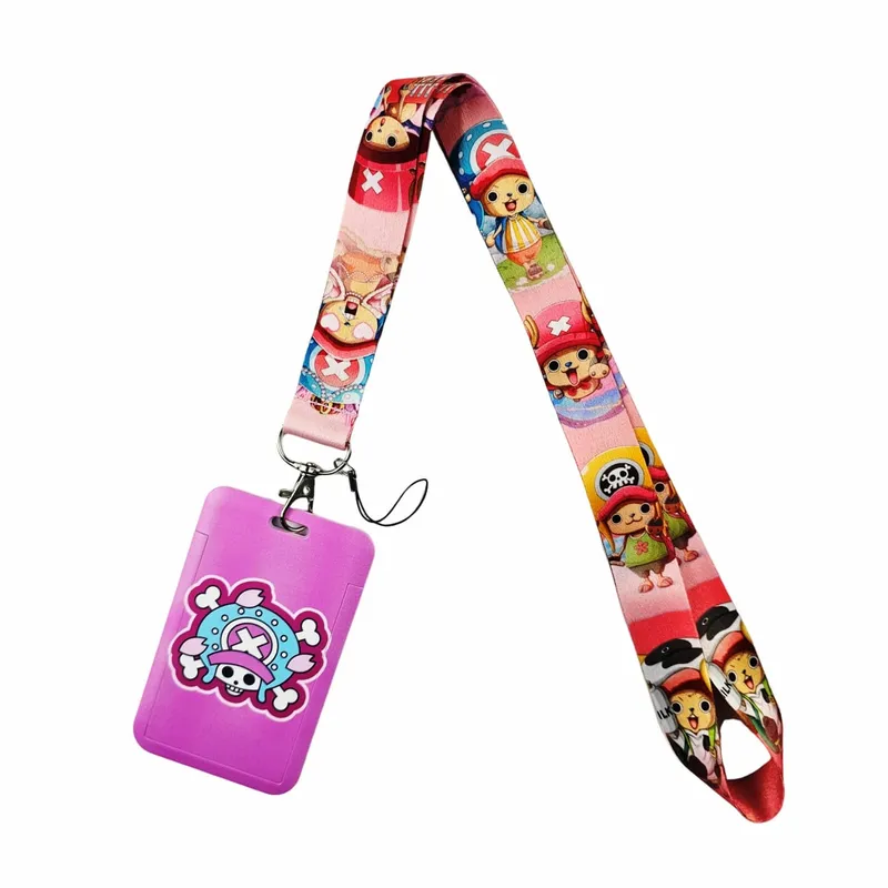Anime dos desenhos animados titular credencial chaveiros pescoço cordão para cartão de passagem anime titular do cartão de crédito chaveiro correias atacado