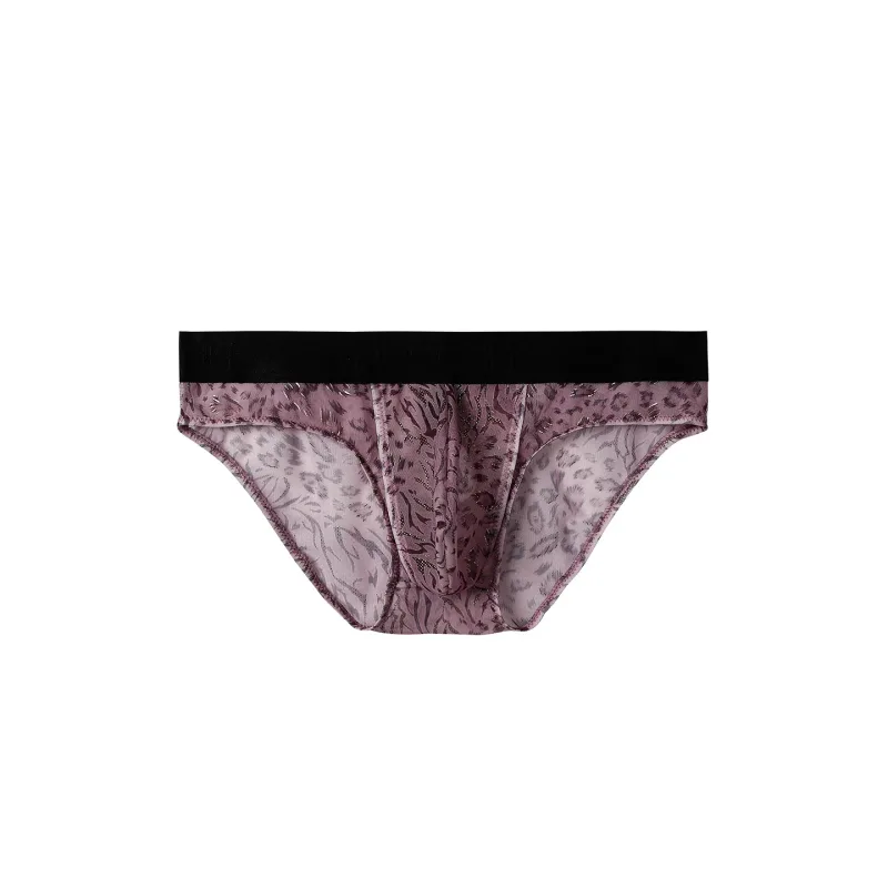 Cuecas masculinas separadas com bolsa dupla, cuecas de seda gelo sem costura, malha respirável, estampa de leopardo, roupa íntima de secagem rápida para viagem — image 17