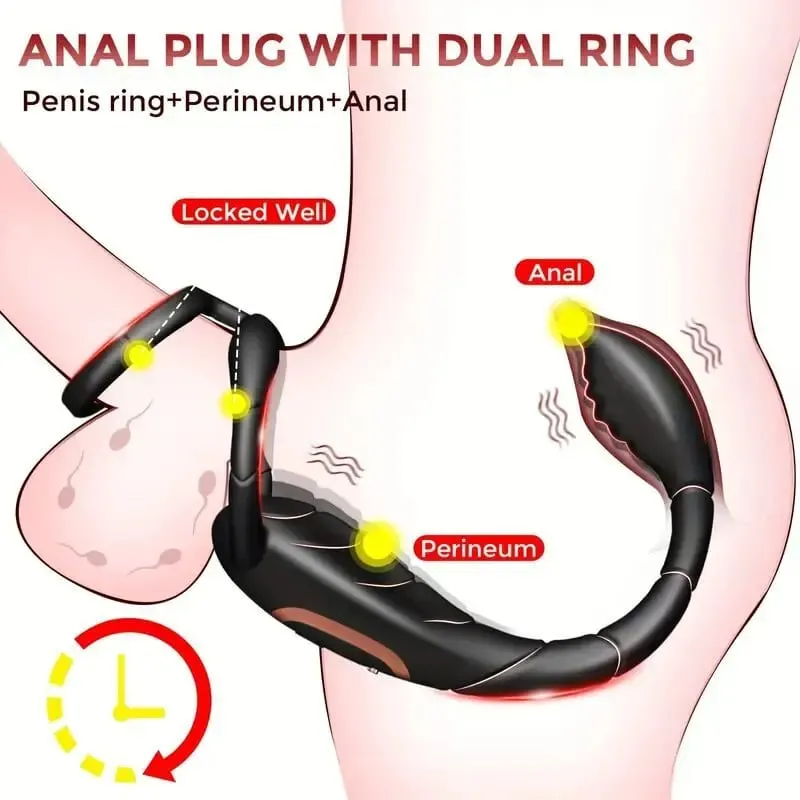 Anel de bloqueio de vibração de escorpião, abertura anal, massageador de próstata, sucção magnética, carregamento forte, terremoto elétrico para homens