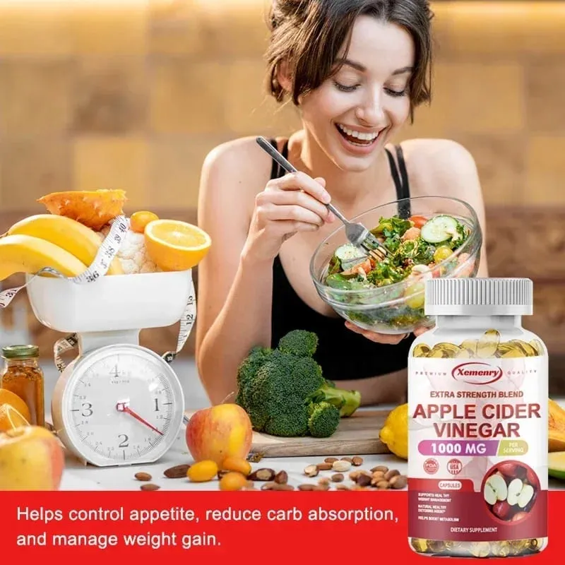 Apple Cider Vinegar Capsules - Fat Burning Detox Slimming Boosts Metabolism Healthy Weight Management