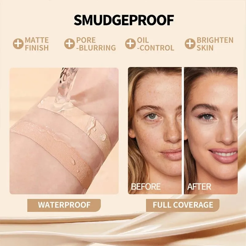 Conjunto de maquiagem facial, base líquida, pó solto, primer à prova d'água, longa duração, cobertura completa, corretivo, cosméticos femininos, maquiagem facial
