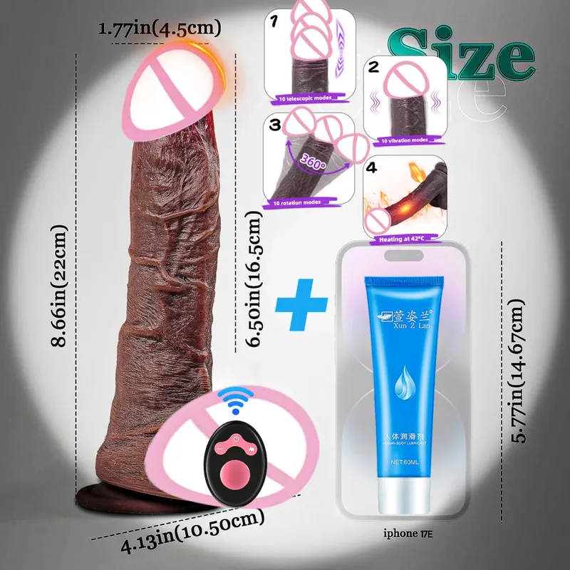 Vibrador realista vibrador telescópico aquecimento pênis controle remoto galo empurrando pau grande masturbação para mulheres brinquedos sexuais adultos