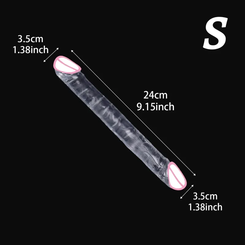 雙頭逼真矽膠假陽具長肛門塞陰道刺激器適合女同性戀情侶和男同性戀液體矽膠性玩具