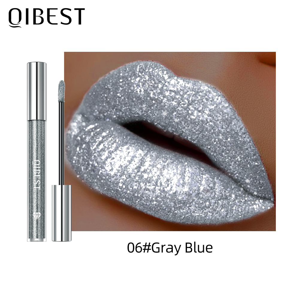 Glitter diamante batom líquido à prova dlong água longa duração pérola brilhante brilho labial metal encantador feminino maquiagem labial 6 cores