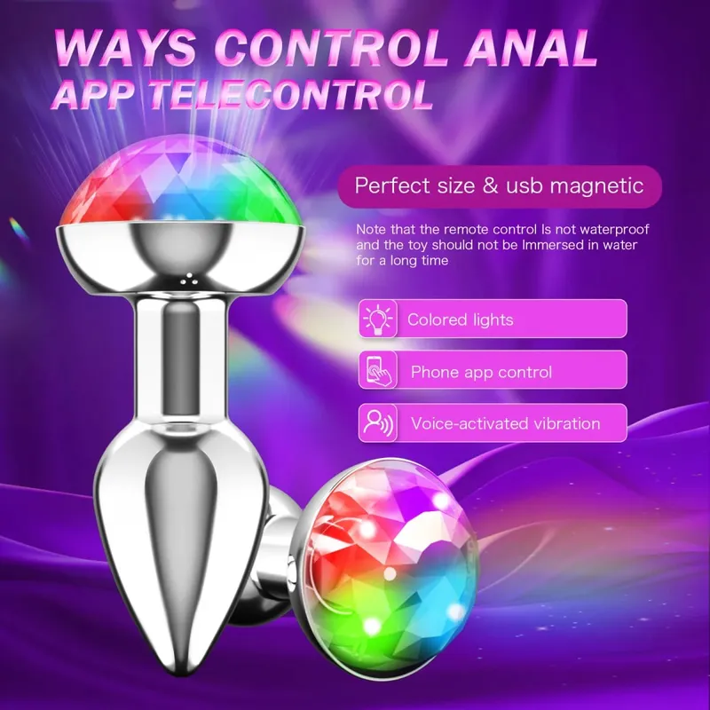 語音控制肛門塞震動器 APP 無線控製女性陰道自慰器屁股塞 LED 彩色燈女式性玩具