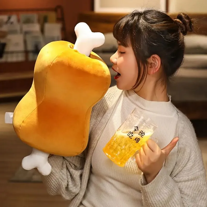 42cm Simulation Meat Bone Pillow Cartoon Design Soft Plush Toy Pillow Hypoallergenic Washable Lifelike Meat Bone Pillow