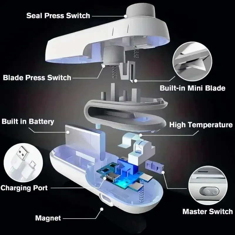 2-in-1-Plastiktüten-Versiegelungsgerät, Mini-tragbare Plastiktüten-Versiegelungsmaschine, thermische Versiegelungsmaschine, Handheld-Heißsiegelgerät für die Aufbewahrung von Lebensmitteln und Verpackungen