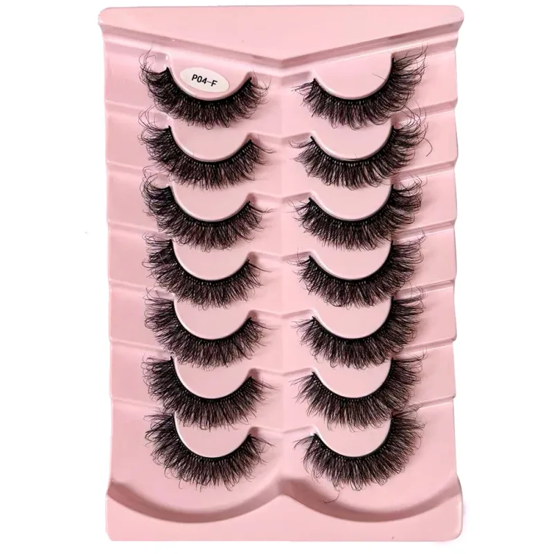 7 Pairs False Eyelashes Wispy Lashes Natural Look Fake Eyelashes Faux Mink Fluffy Strip False Lashes Pack